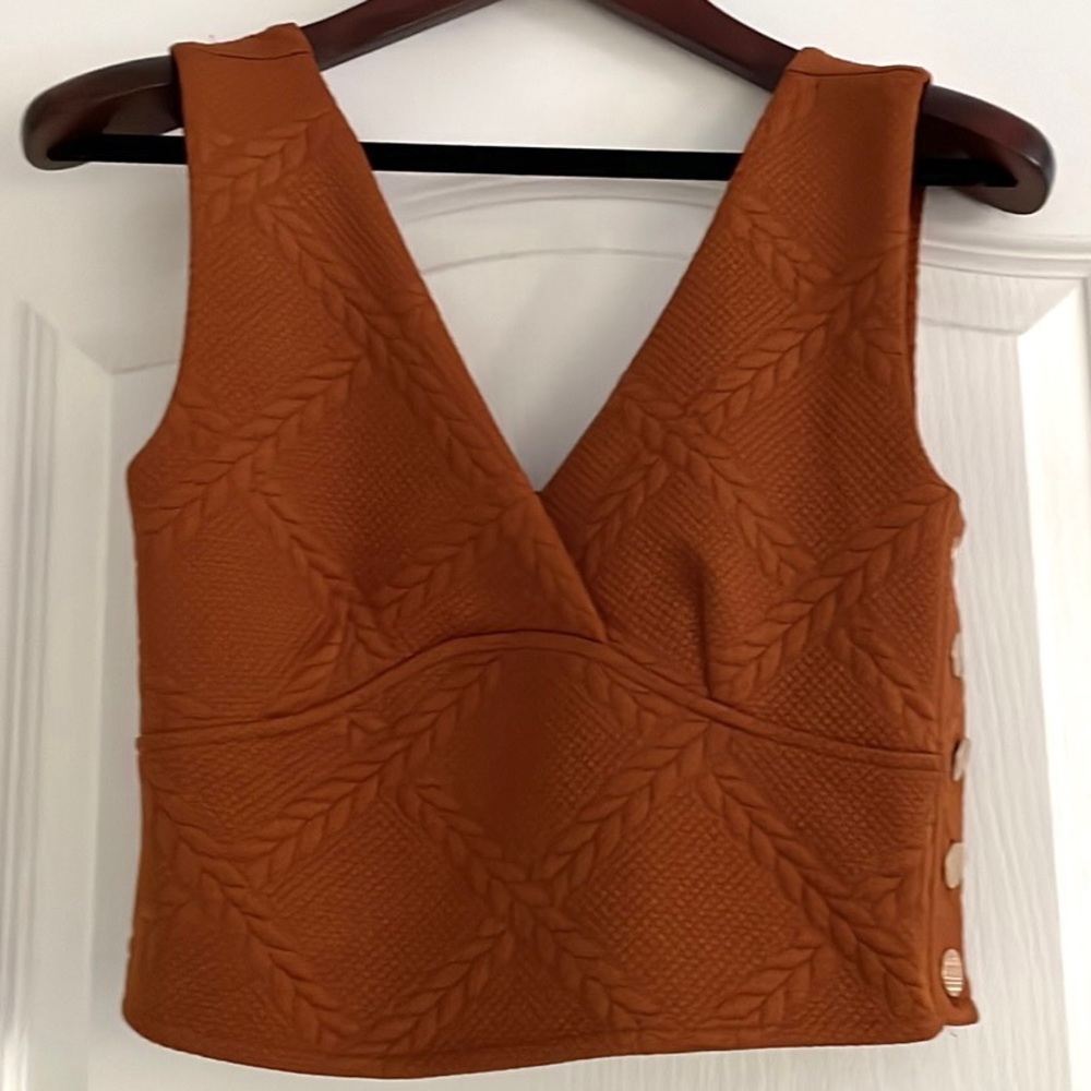 Anthropologie Maeve Button-Side Cropped Top Small